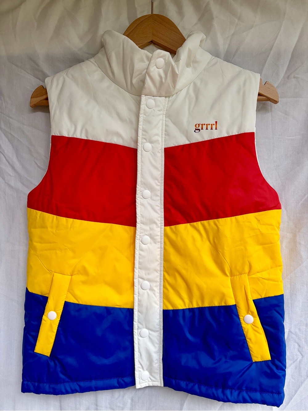 Retro Colorblock Puffer Vest Women's M 70s 80s Ski Streetwear GRRRL